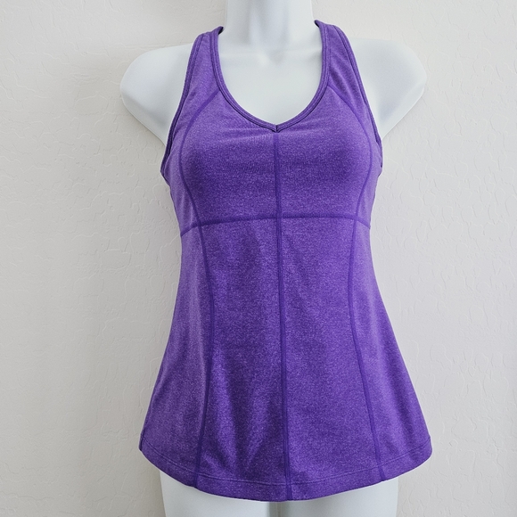 Athleta Equator Strappy Racerback Workout Tank Top Purple Padded Bra - Picture 1 of 9